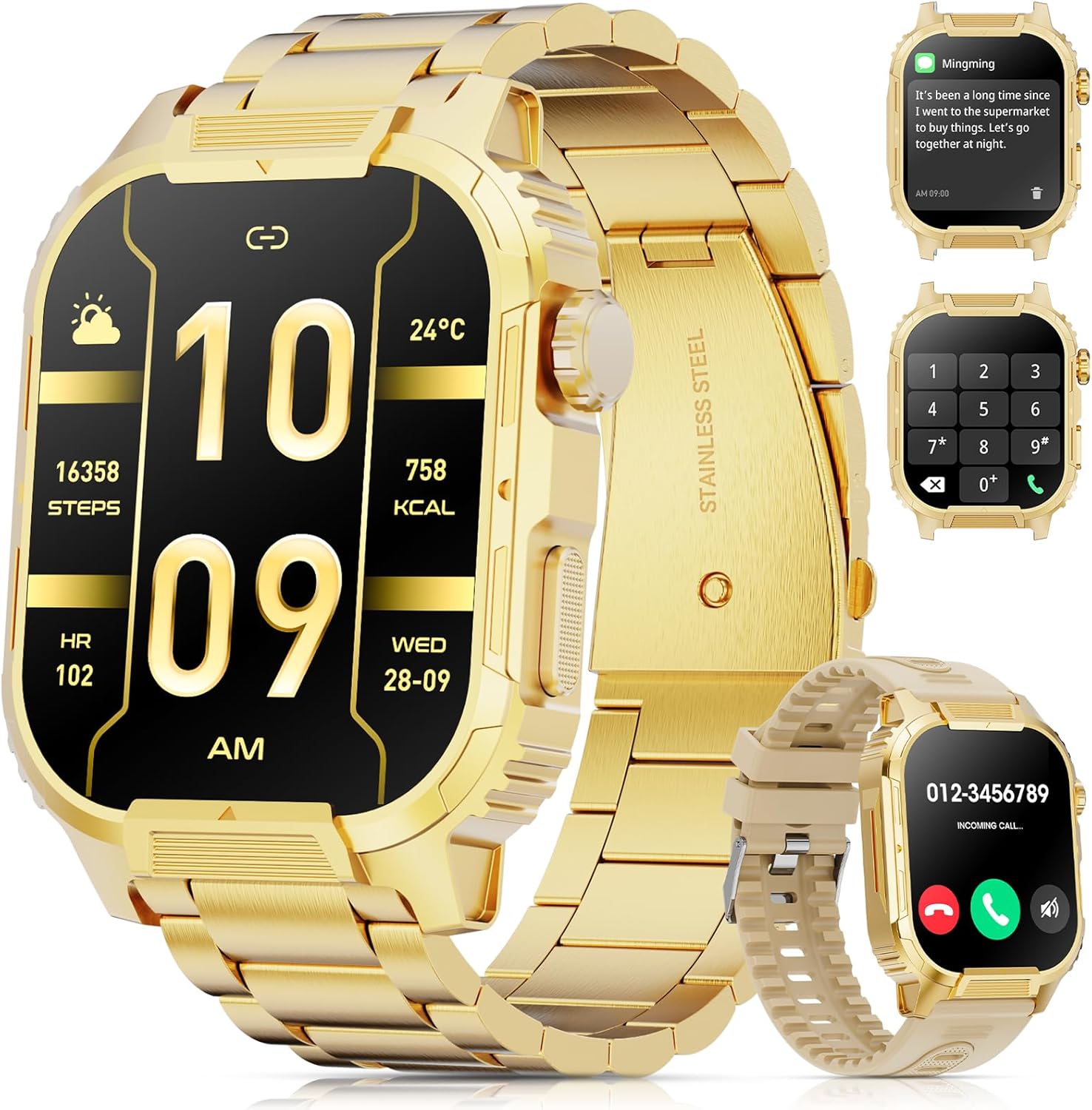 Multifunctional Smartwatch - Answer Calls, Military Grade Fitness, 123+ Sports Modes