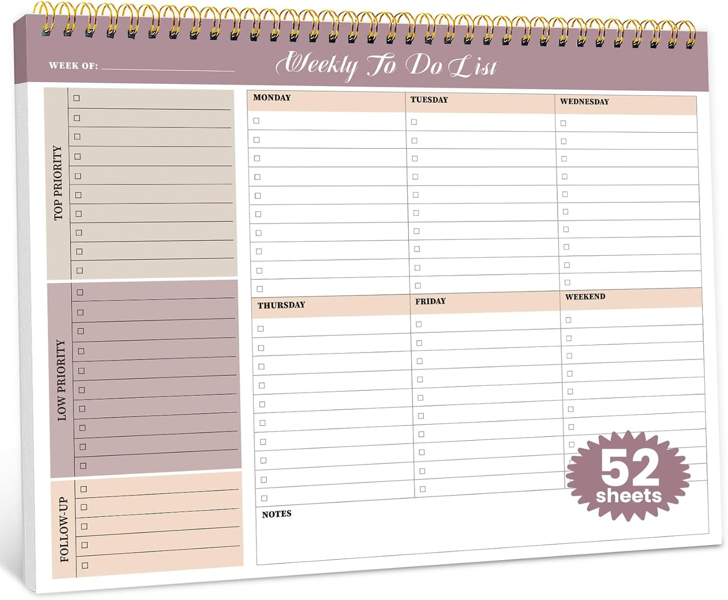 ZOTIA Undated Weekly To Do List Notepad - Stay Organized Daily