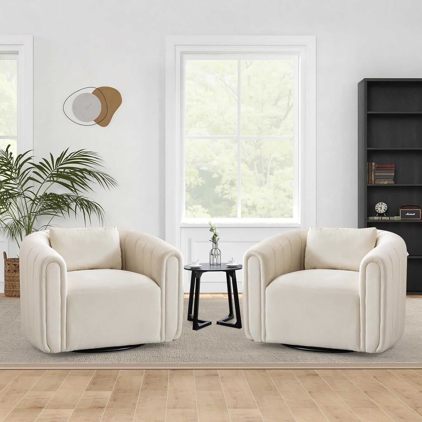 Plush Swivel Barrel Chairs x2 - Modern Dutch Velvet