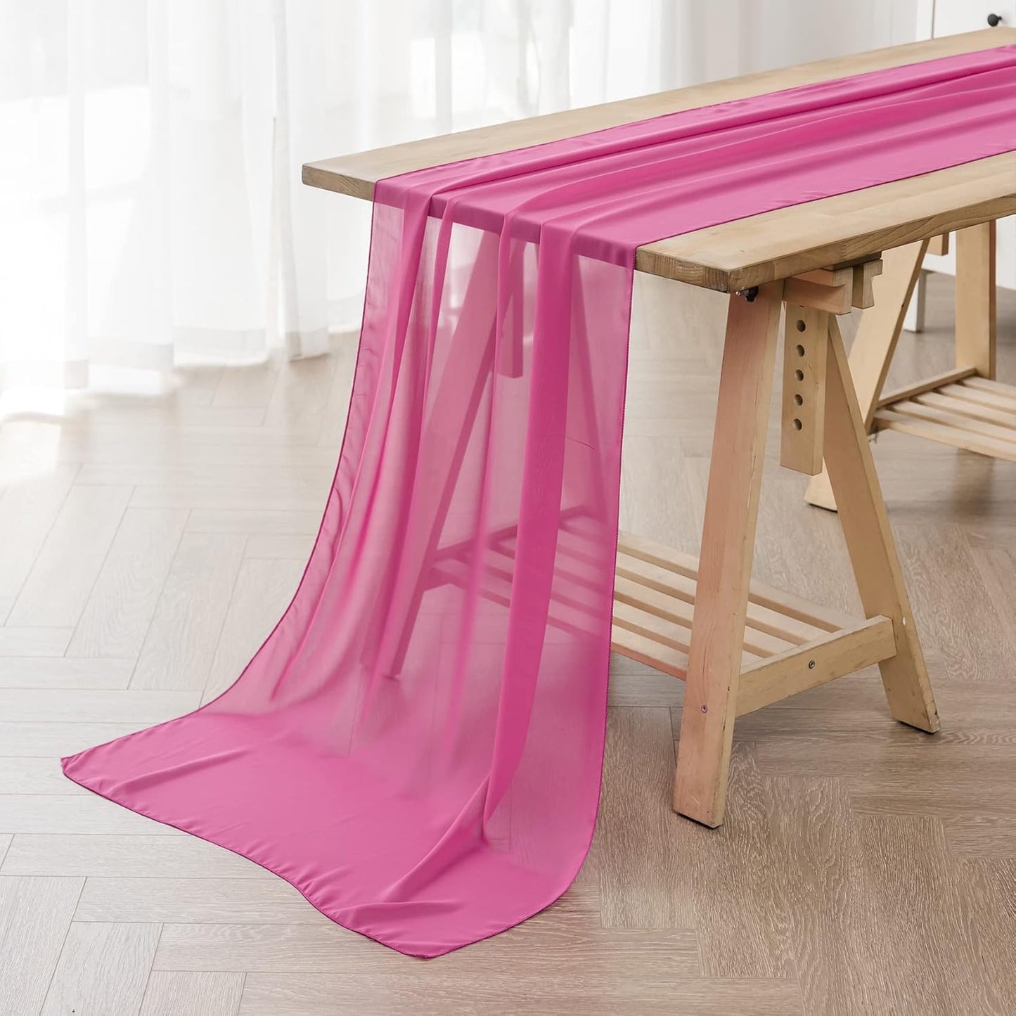 12Pack 9ft Chiffon Table Runner for Weddings and Parties