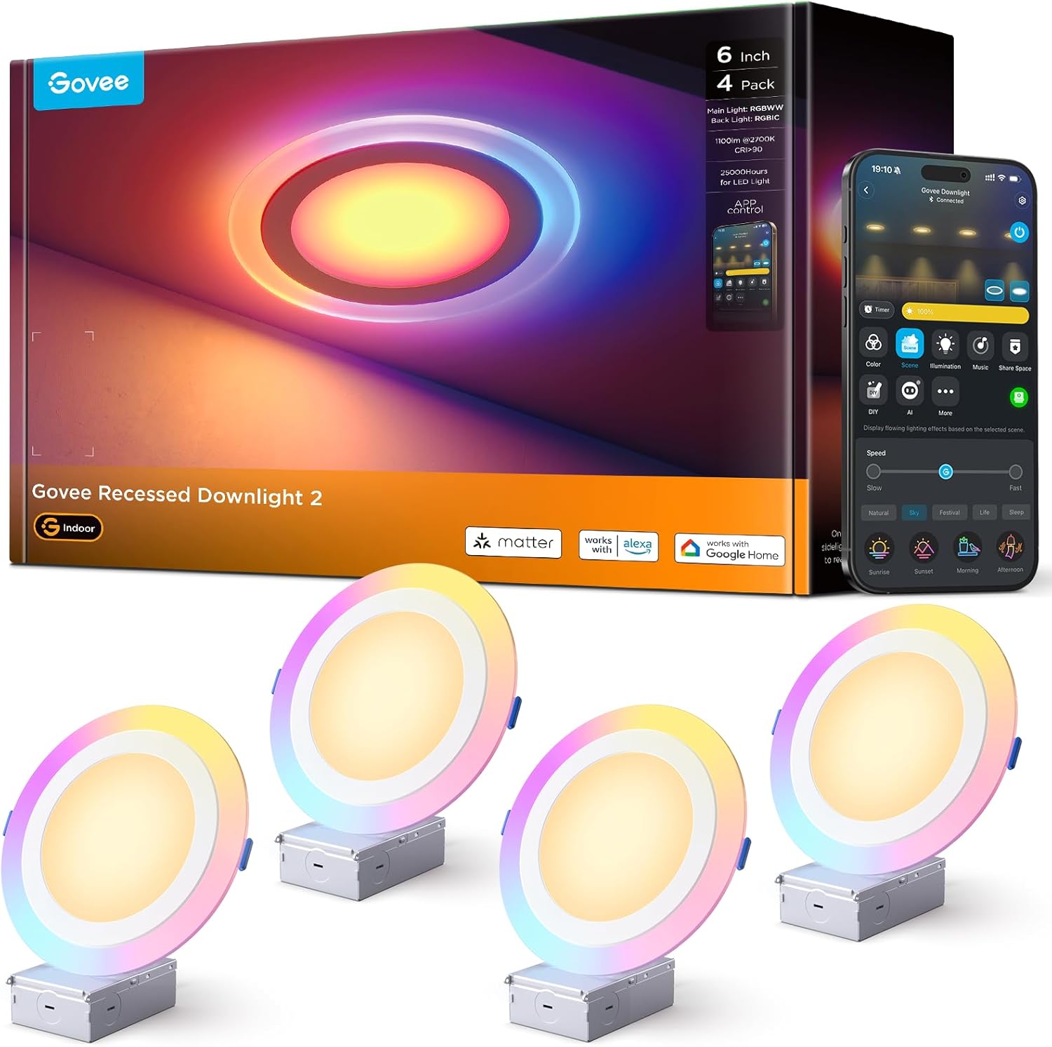 Govee Smart Recessed Lighting 6 Inch for Home with Voice Control