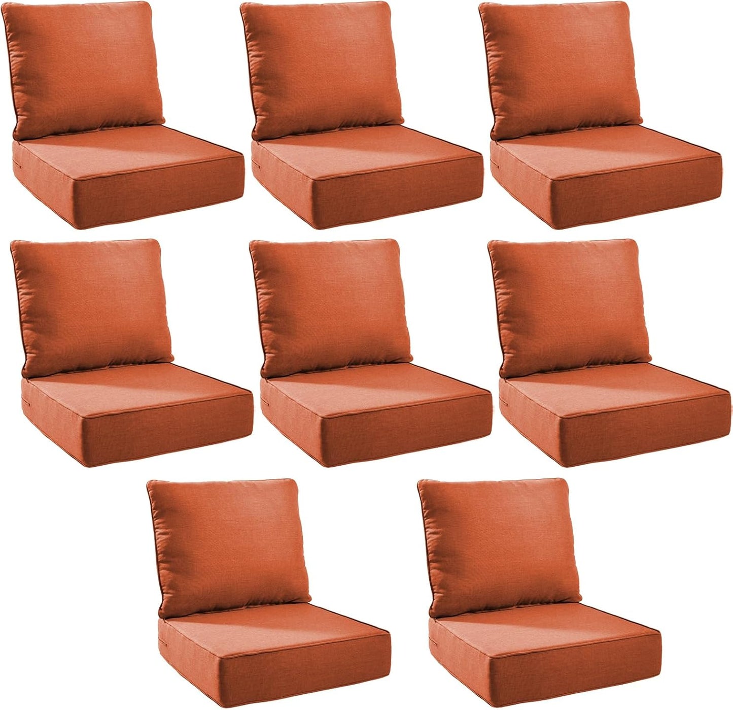 Outdoor Cushion Set for Patio Furniture - 8-Pack in Orange