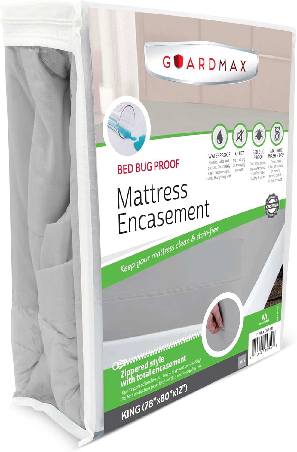 Guardmax Jersey Knitted King Mattress Encasement - Waterproof & Soft