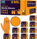 Inspire Heavy Duty Orange Nitrile Disposable Gloves - ULTRA 8 Mil Grip