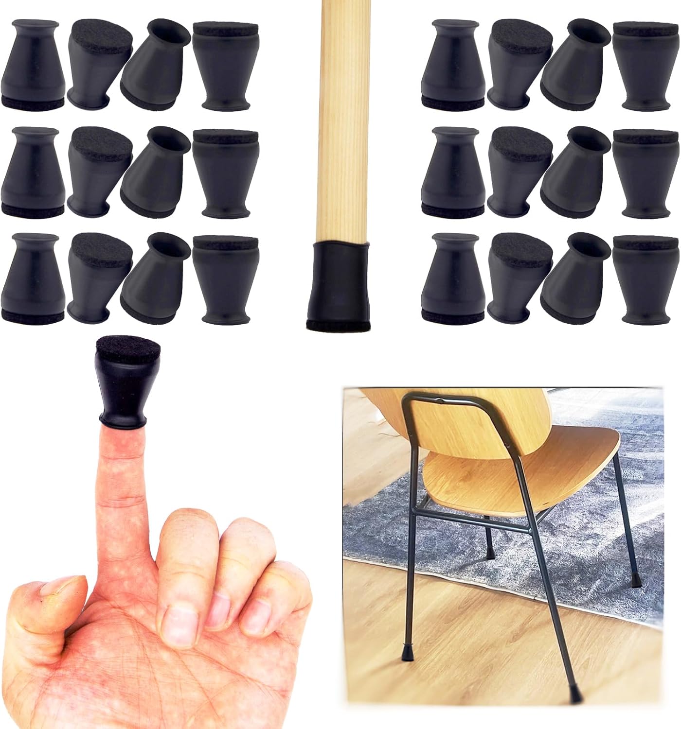 Scratch-Free Silence: Small Chair Leg Protector Caps by Simpracon