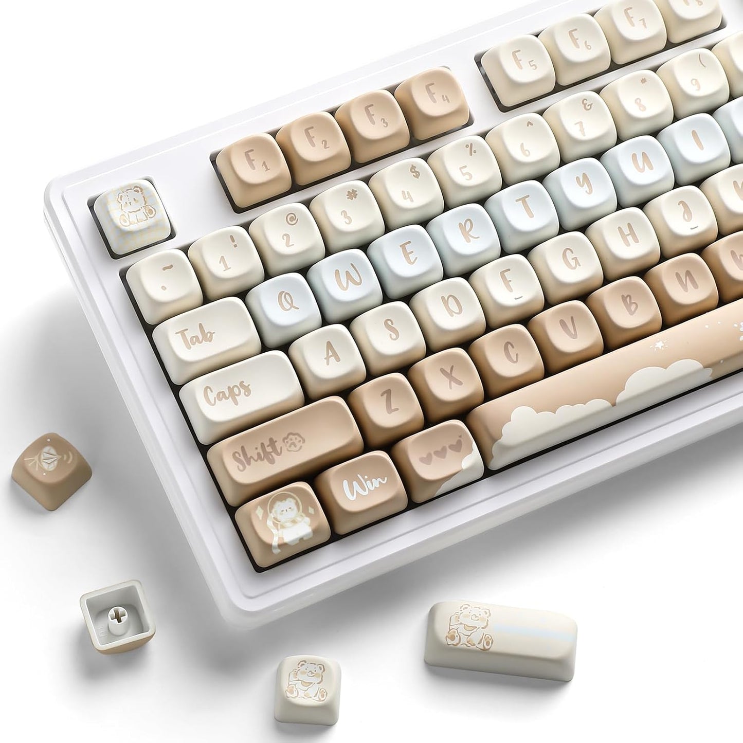 YUNZII 132 Keys MOA Keycaps Set with Cute Bear Design