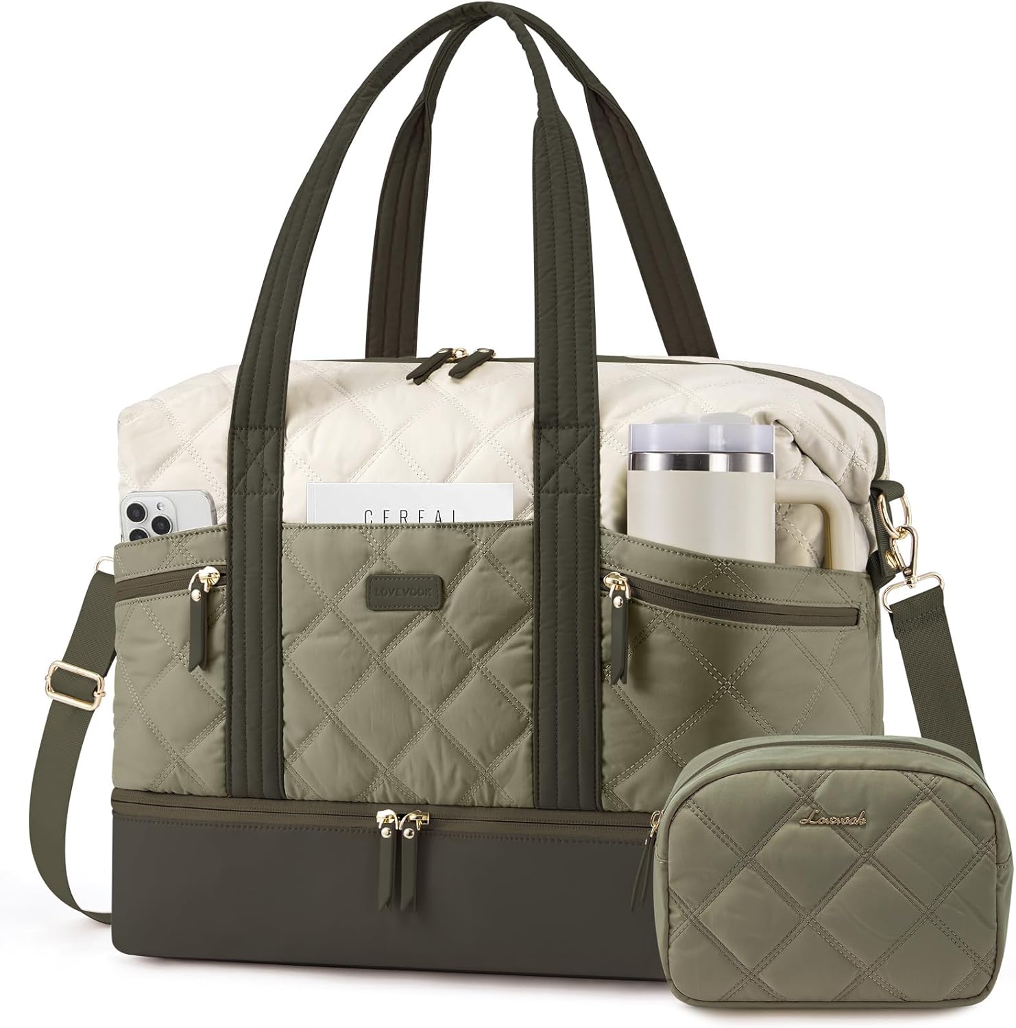 LOVEVOOK Travel Duffle Bag with Shoe Compartment for Women