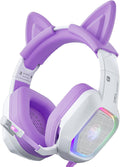 Purple Gaming Headset with Detachable Cat Ears - Comfortable Stereo