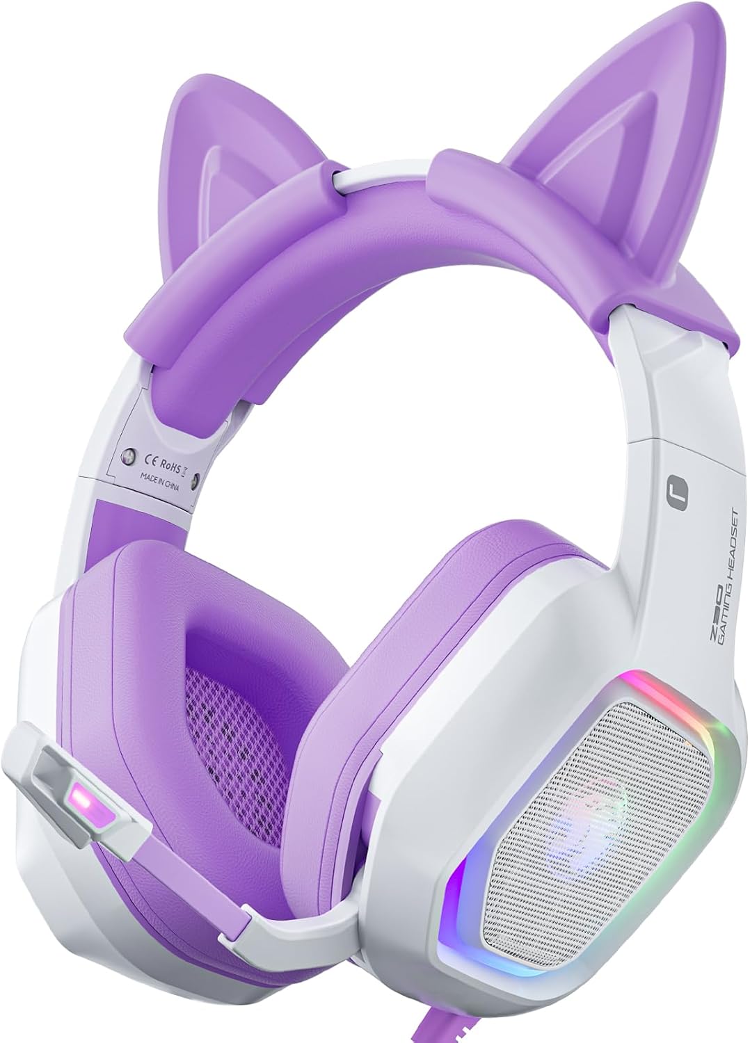 ZIUMIER Purple Gaming Headset: Cat Ear Style & Crystal Clear Sound