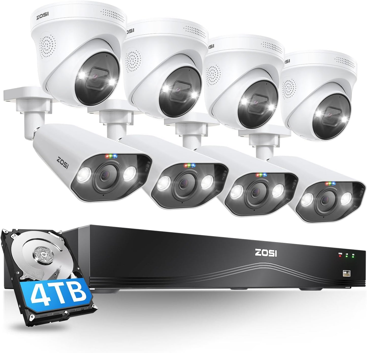 ZOSI 16CH 4K Security System: AI Detection, Color Night Vision