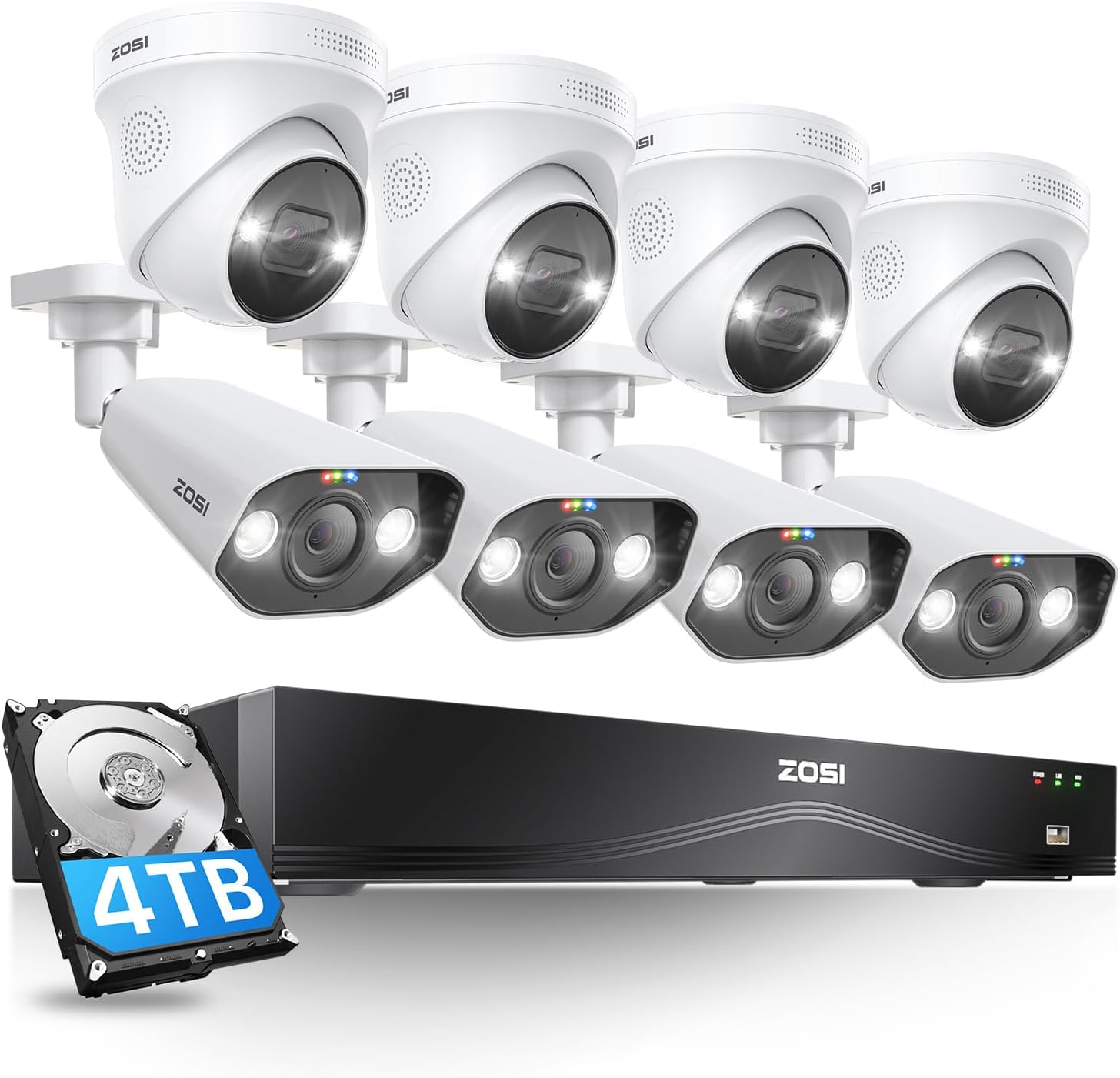 ZOSI 16CH 4K Security System: AI Detection, Color Night Vision