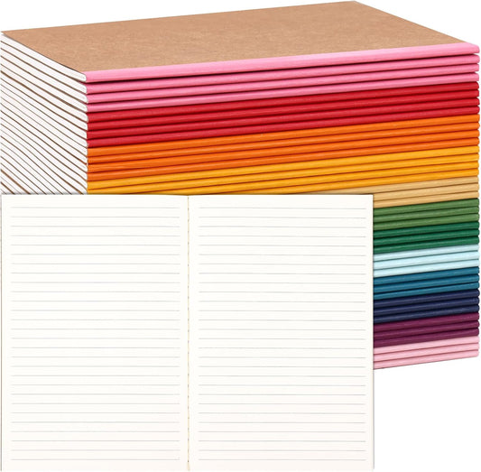 40pc A5 Kraft Journals, Rainbow Lined Pages - School-Writing-Kids