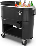 Permasteel Rolling Patio Cooler for Outdoor Gatherings and BBQs