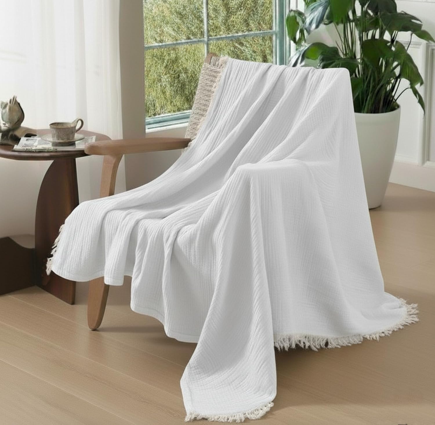 KyraHome Organic Cotton Muslin Blanket for All Seasons Comfort