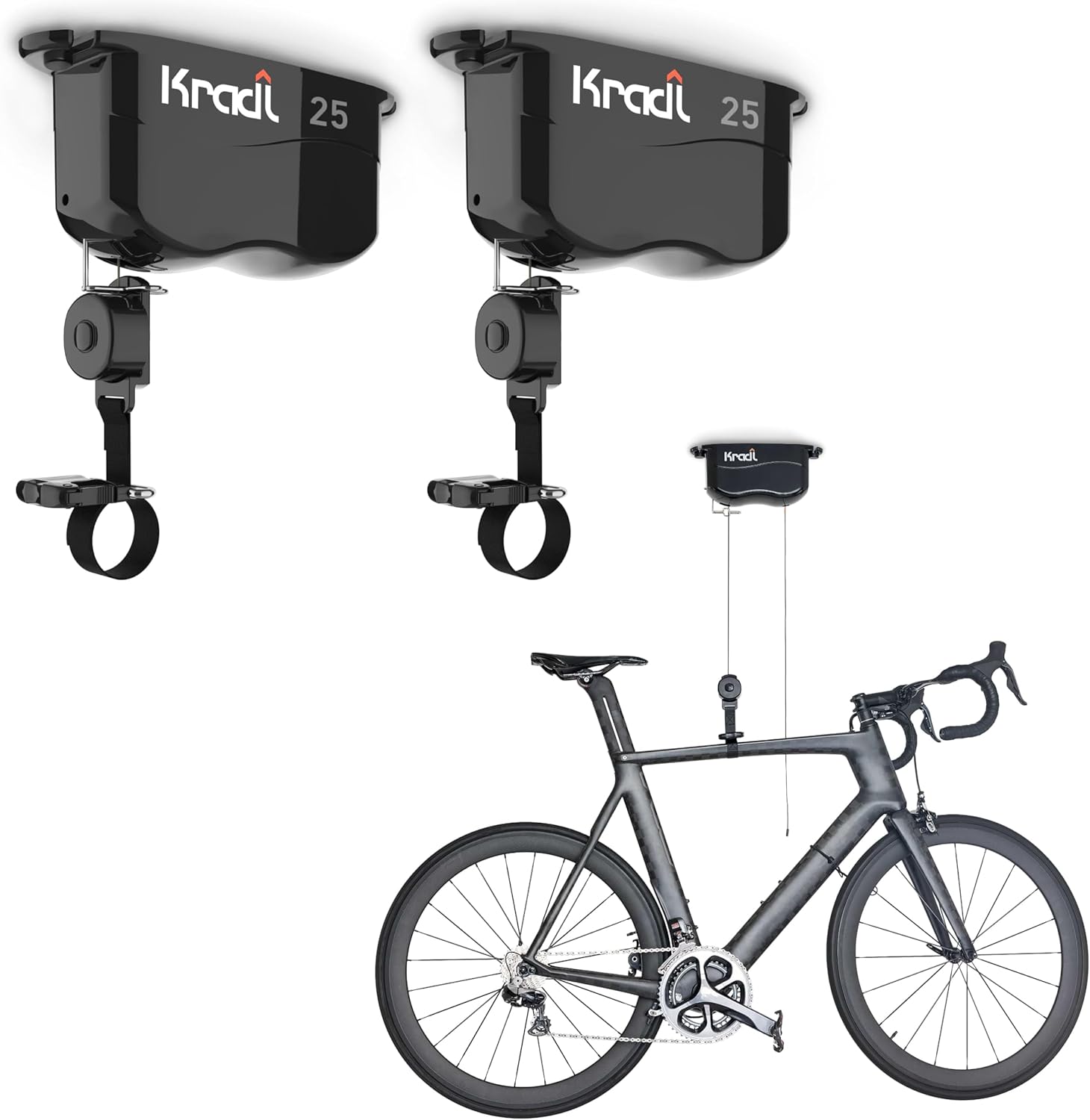 Kradl Ceiling Mount Bike Lift and Rack for Easy Storage