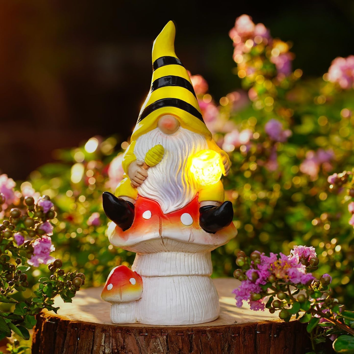 Solar Gnome on Mushroom Decor for Yard - Perfect Garden Gift