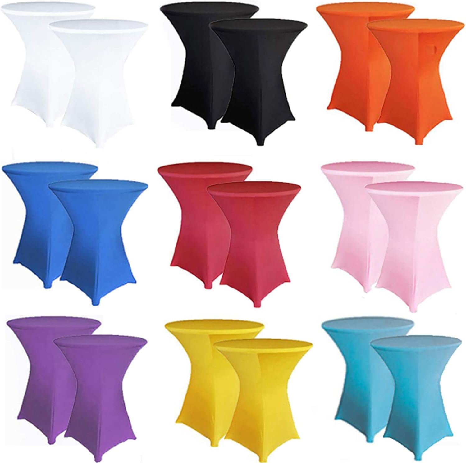 2 Pack Highboy Cocktail Table Covers - Tight Fitted Stretch for Parties