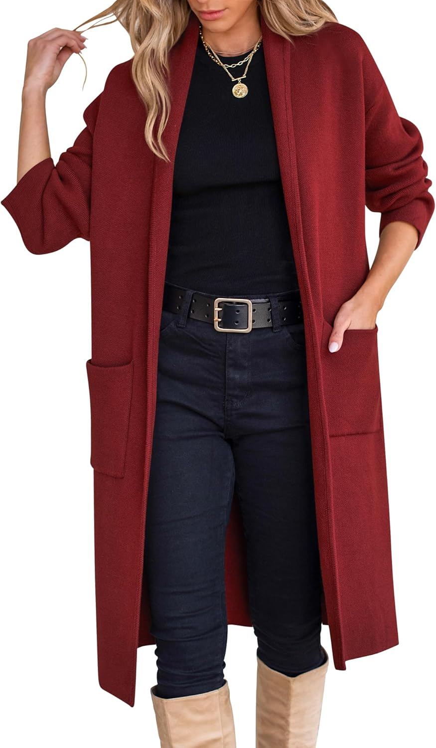 ANRABESS Women's Oversized Open Front Cardigan for Fall Style
