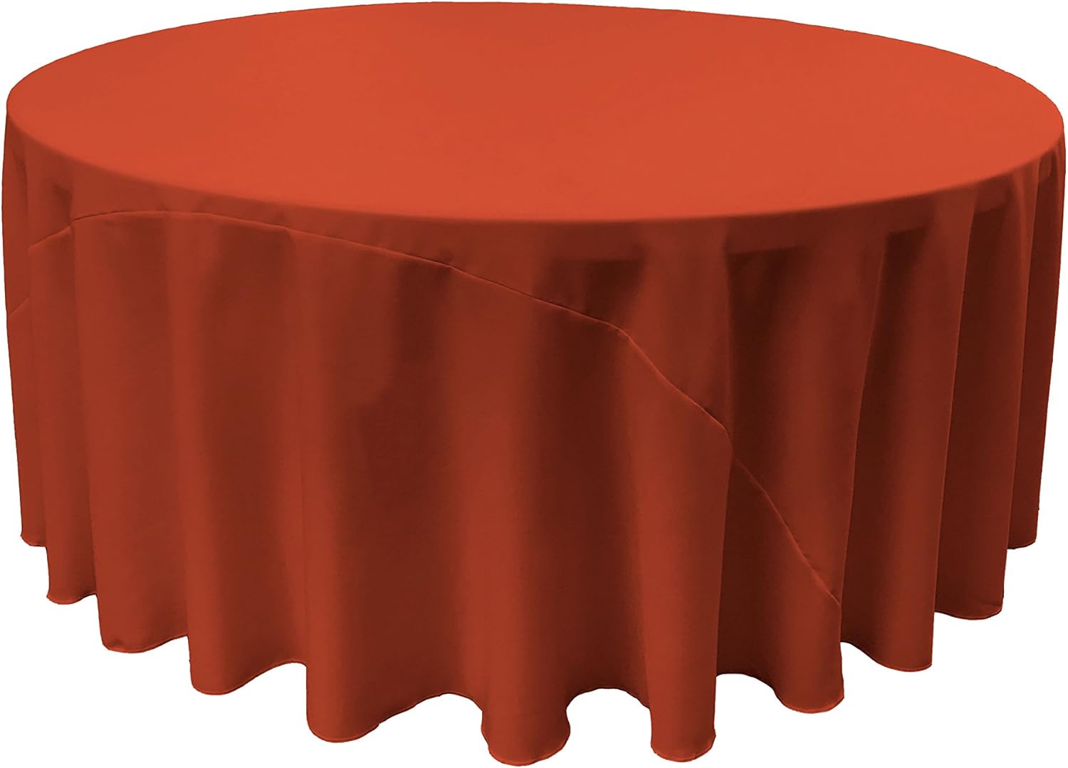 132-Inch Rust Polyester Poplin Round Tablecloth for Events