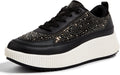 Women's Platform Sneakers Rhinestone Chunky Casual - Sparkly Retro
