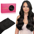 Clip in Human Hair Extensions 24 in 120g - Natural Black Volume Boost