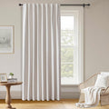 100% Blackout Curtains 90 in Length Faux Linen Panel - Room Darkening