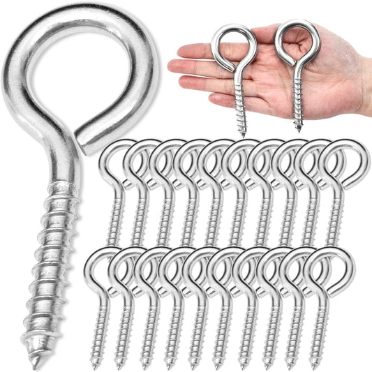 20PCS 4in Stainless Steel Eye Screws for Heavy Duty Use