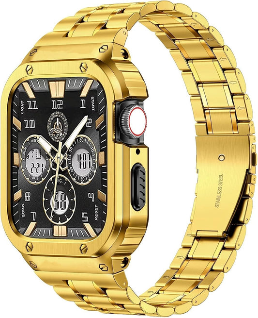MioHHR Stainless Steel Watch Band with Case for Apple Watch