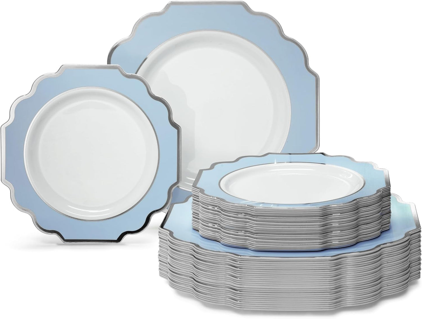 Premium Wedding Party Disposable Plastic Plates Set for 40 Guests