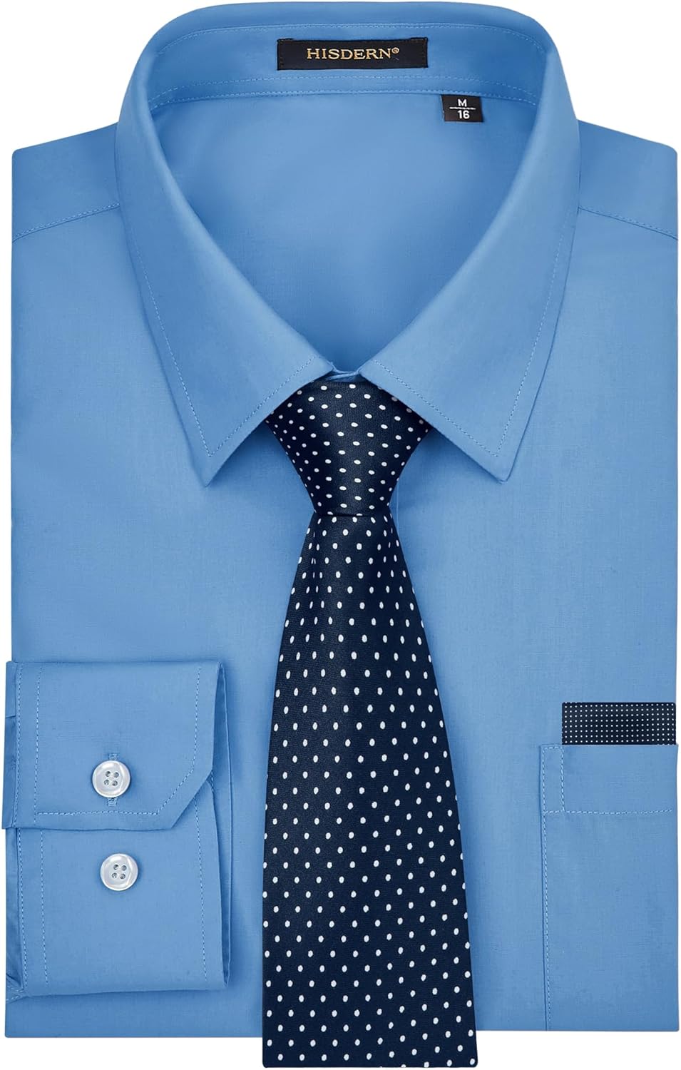 HISDERN Mens Dress Shirt with Tie Pocket Square Set for Style