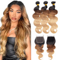 12A Ombre Body Wave Bundles with Closure - Natural Brown Blend