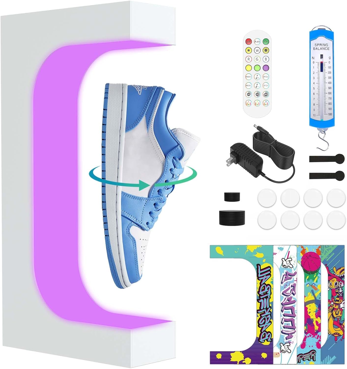 Levitating Sneaker Display Stand with 360 Rotation & LED Light