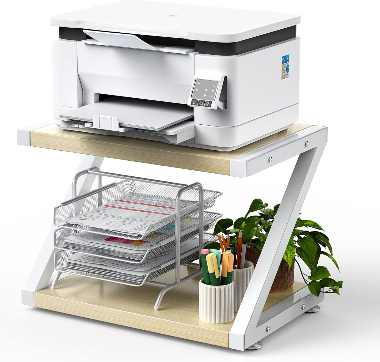 HUANUO Desktop Printer Stand with Storage Shelves