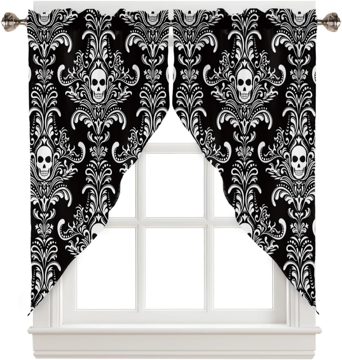 Halloween Skeleton Swag Curtain Set - Spooky Kitchen Decor