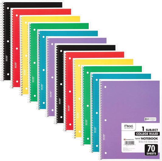 12-Pack College Ruled Spiral Notebooks by Mead