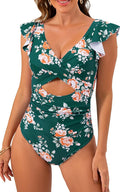 B2prity Women's One Piece Swimsuit Ruffle Cutout - Slimming Tummy Soft
