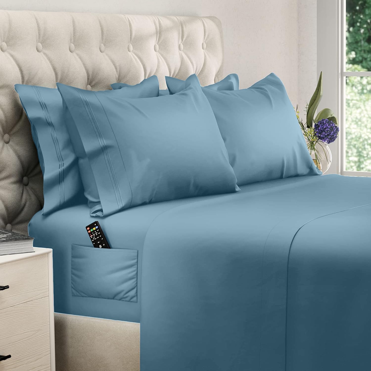 DREAMCARE Full Size Sheets Set - 6 Pcs Deep Pocket Cooling