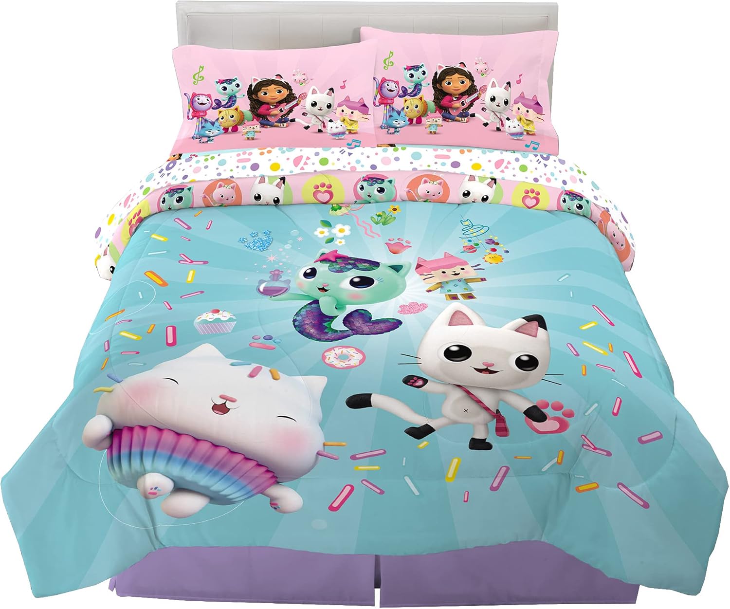 DreamWorks Gabby's Dollhouse Cakey Kids Bedding Set for Full Size