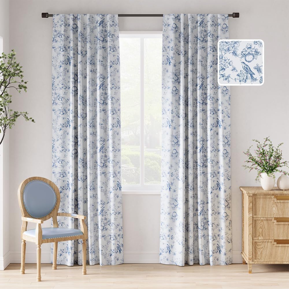 jinchan 90 Inch Blackout Floral Curtains for Cozy Bedrooms