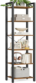 6-Tier Bookshelf Narrow Bookcase - Space-Saving Industrial Shelf