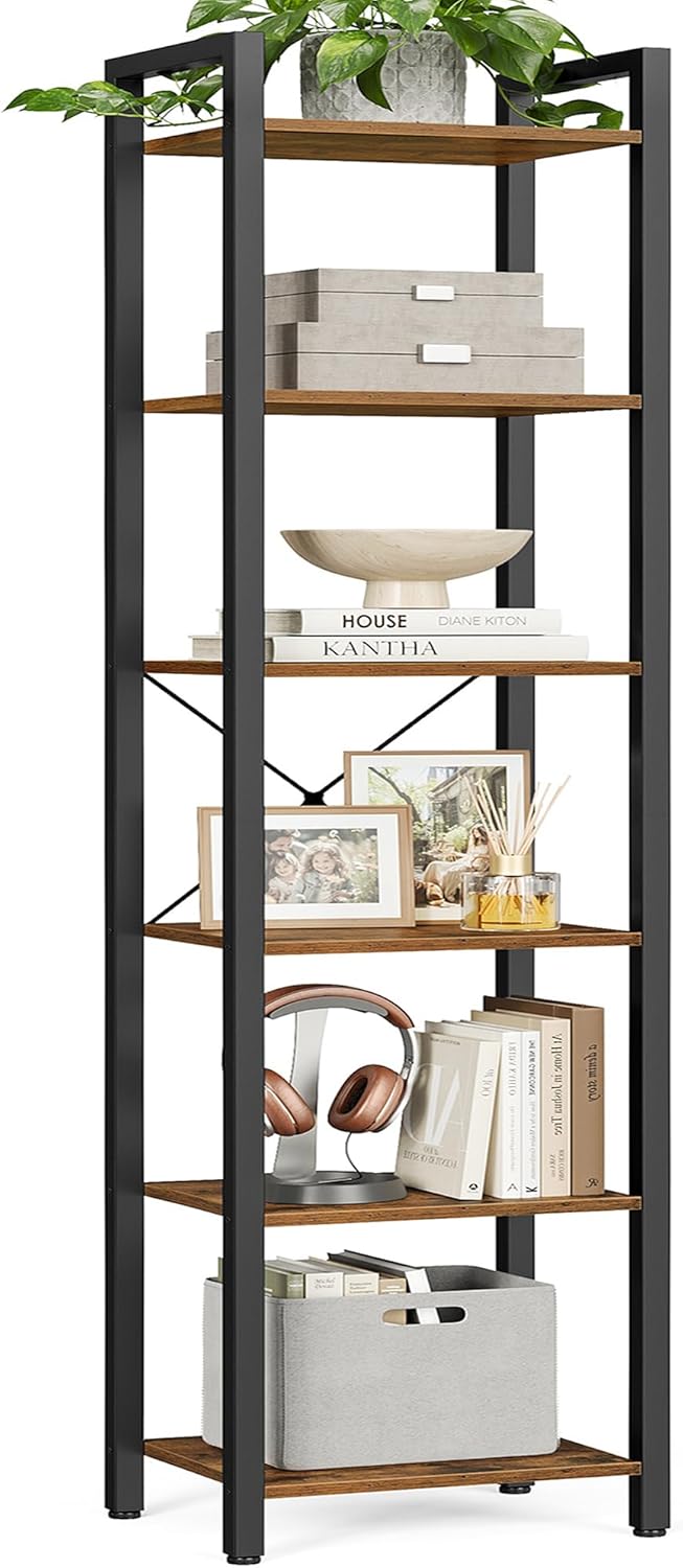 VASAGLE 6-Tier Bookshelf for Living Room and Home Office