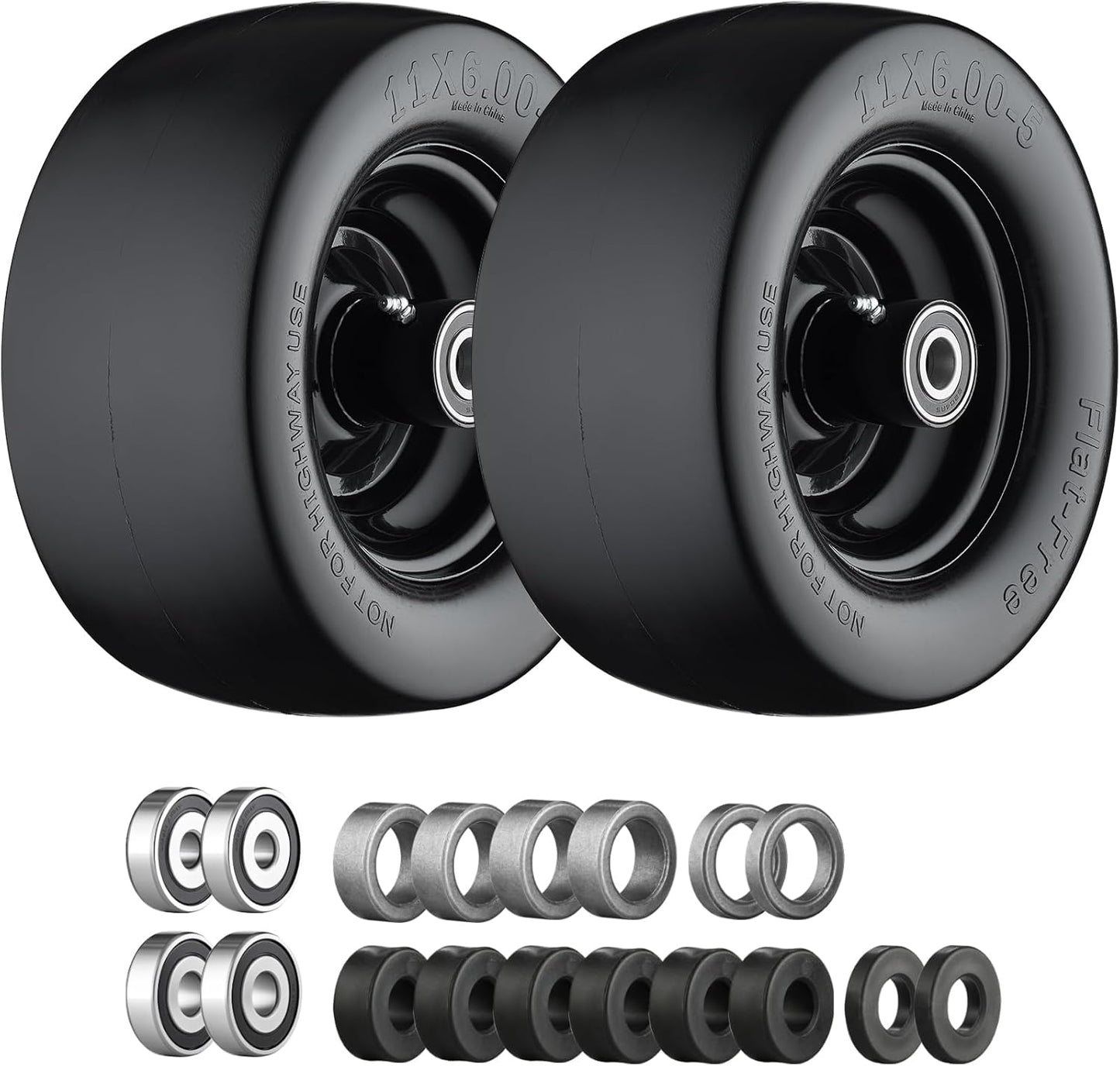 11x6.00-5 Flat Free Tire for Zero Turn Mowers - 2 Pack