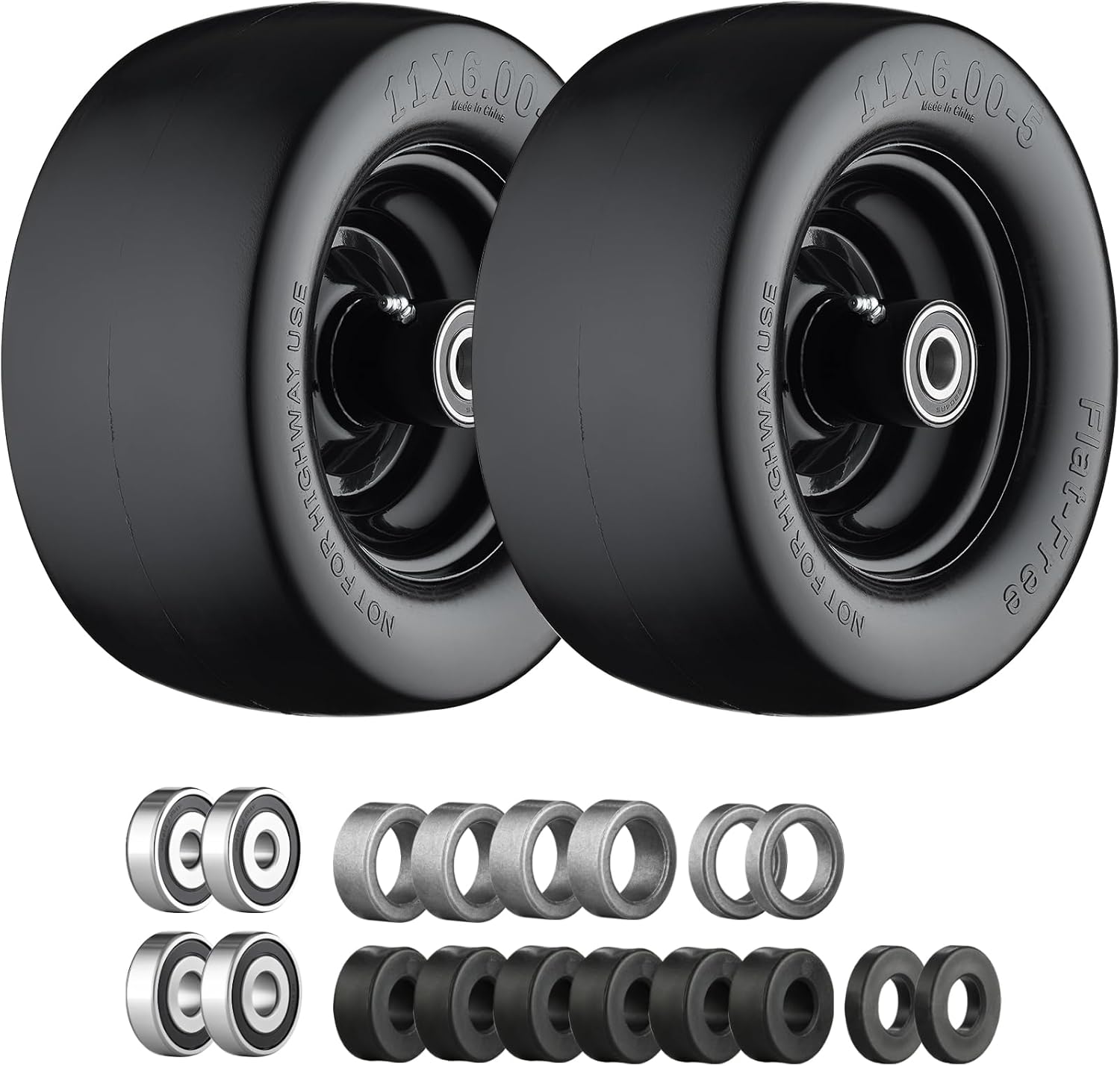 11x6.00-5 Flat Free Tire for Zero Turn Mowers - 2 Pack