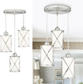 Brushed Nickel Dining Room Chandelier 3-Light Pendant - Modern Frosted