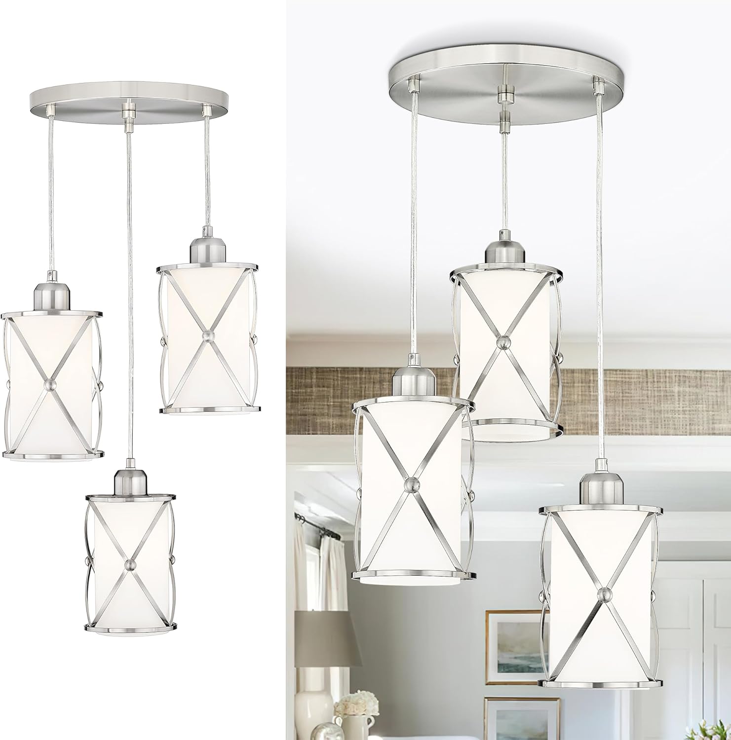 Brushed Nickel Dining Room Chandelier Light Fixture for Modern Spaces