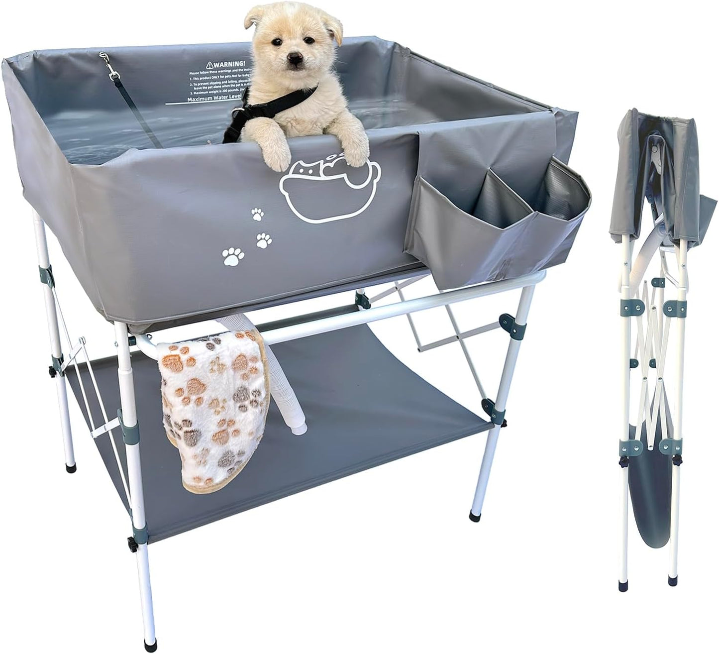 Elevated Dog Bathtub for Easy Pet Washing and Grooming at Home