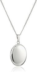 Sterling Silver Polished Oval Locket Necklace - Classic Gift Piece