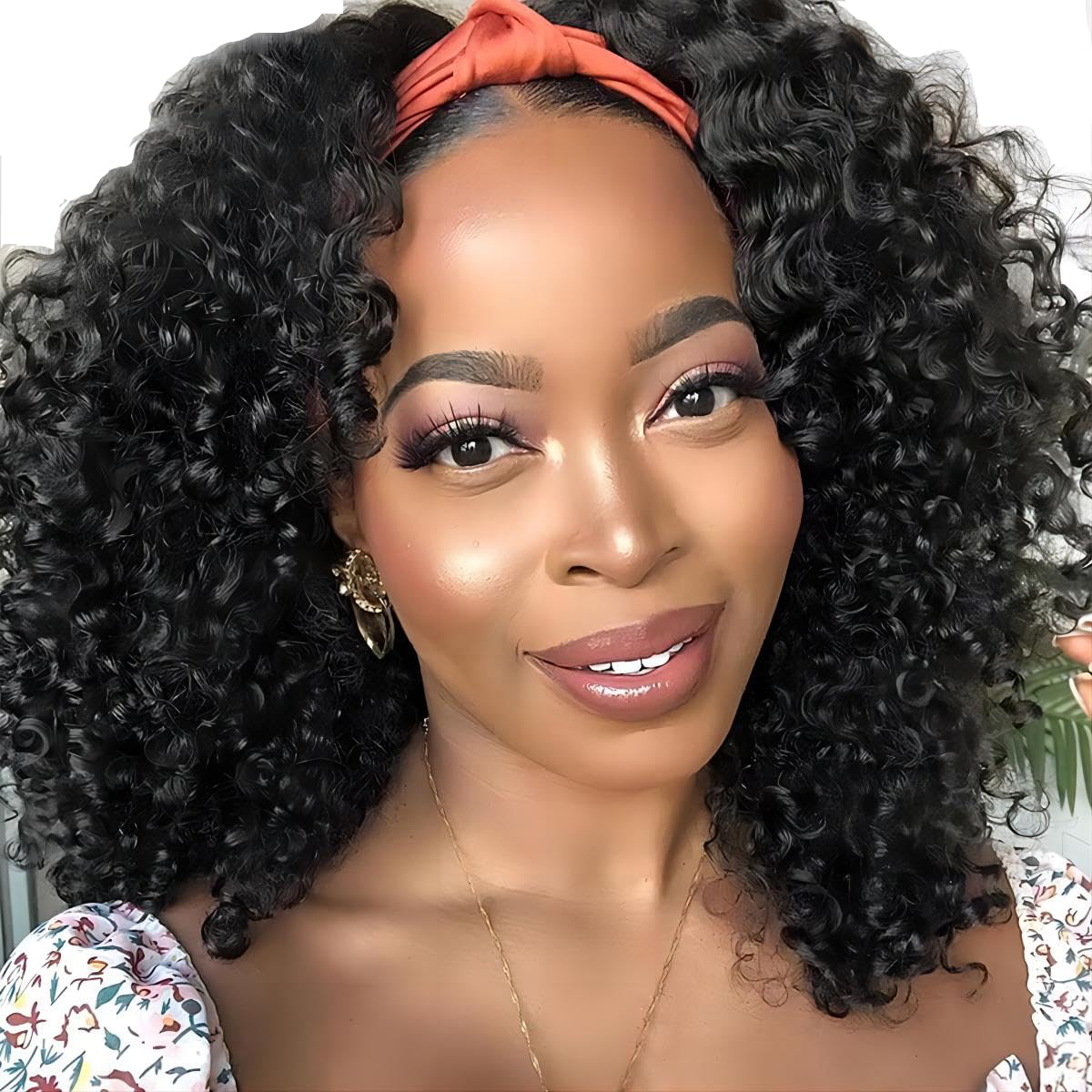 ISEE Headband Wig Human Hair Kinky Curly Wigs for Black Women