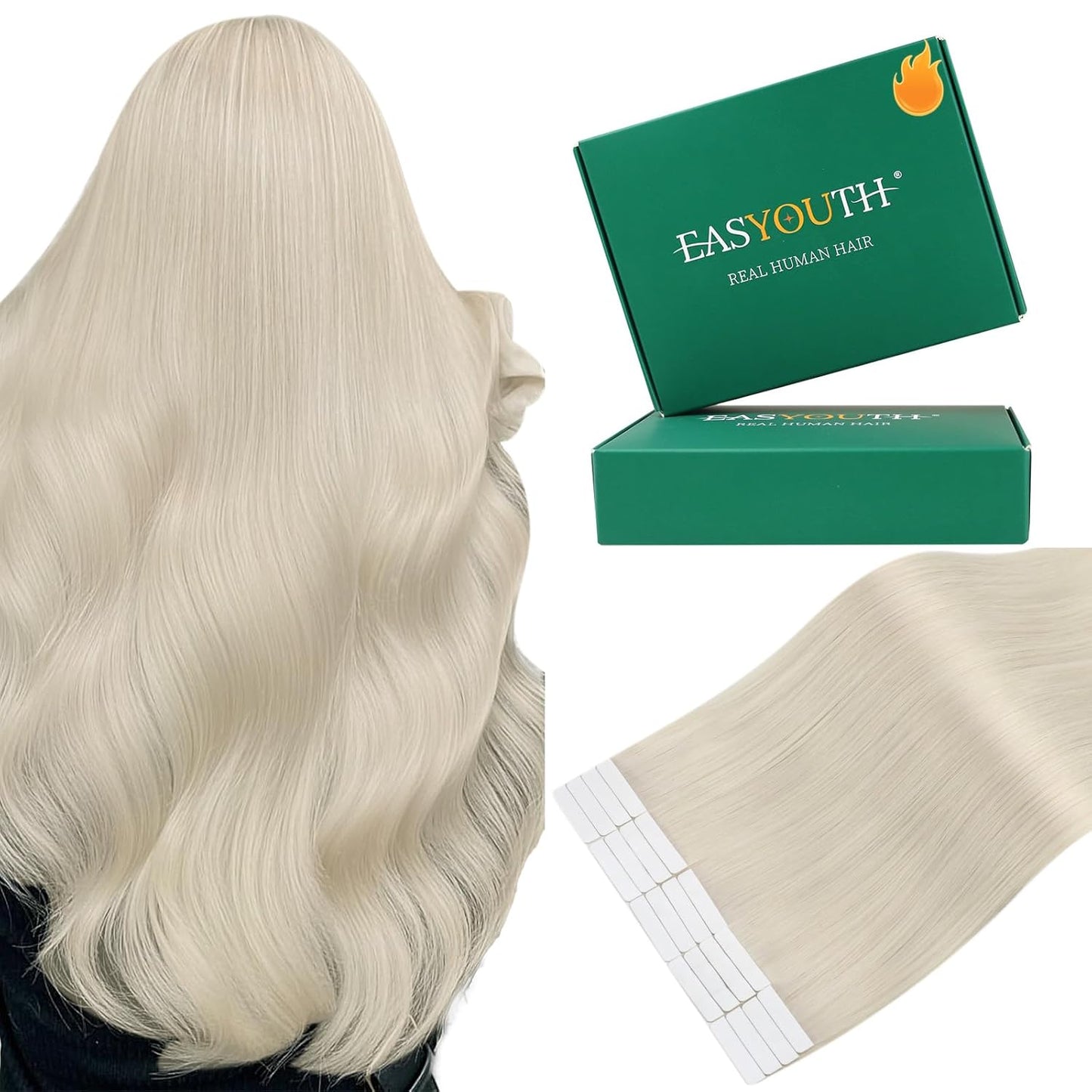 Easyouth 20 Inch Tape in Hair Extensions for Flawless Volume