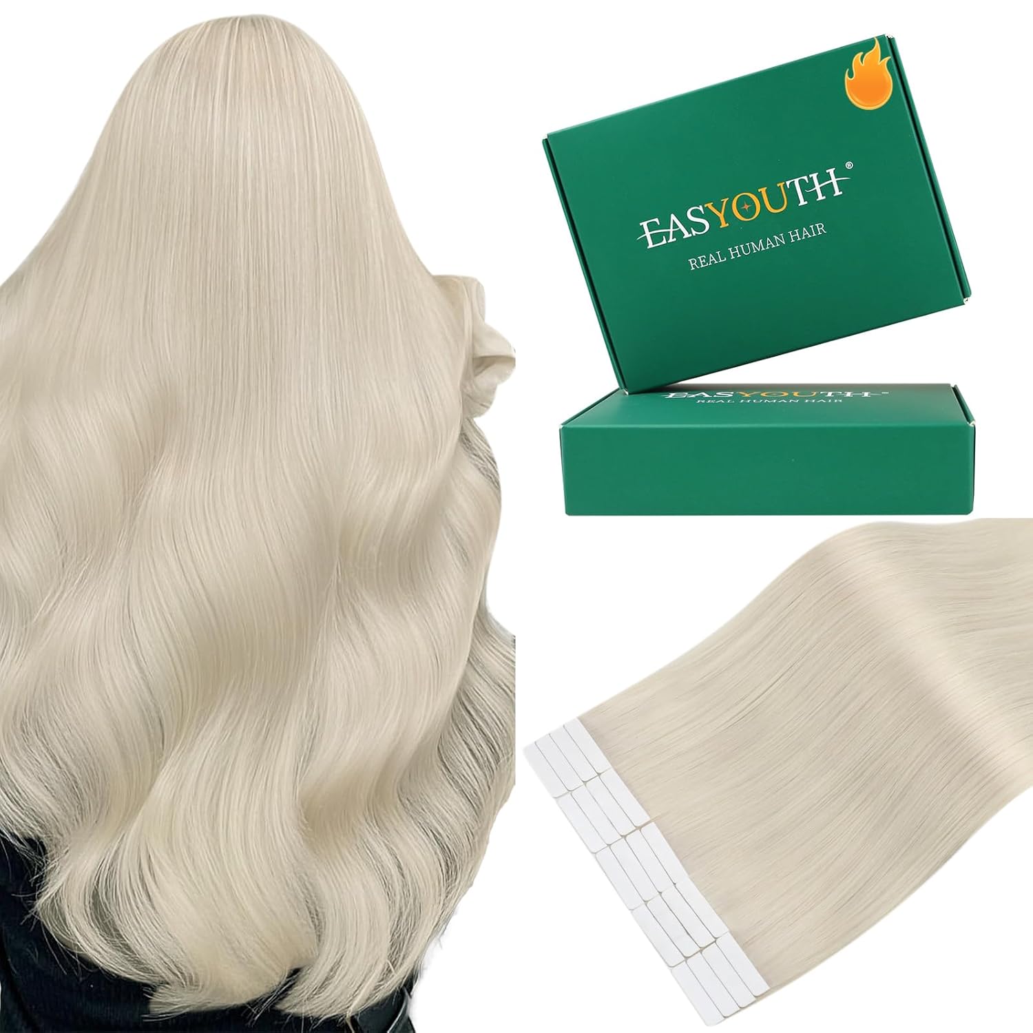 Easyouth 20 Inch Tape in Hair Extensions for Flawless Volume